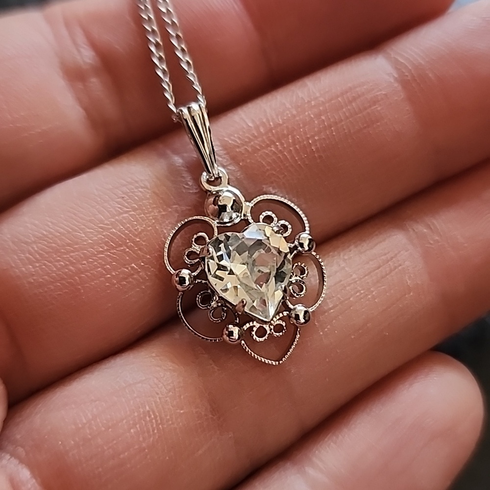 VTG Dixelle Sterling Heart Pendant Necklace - Women Jewelry